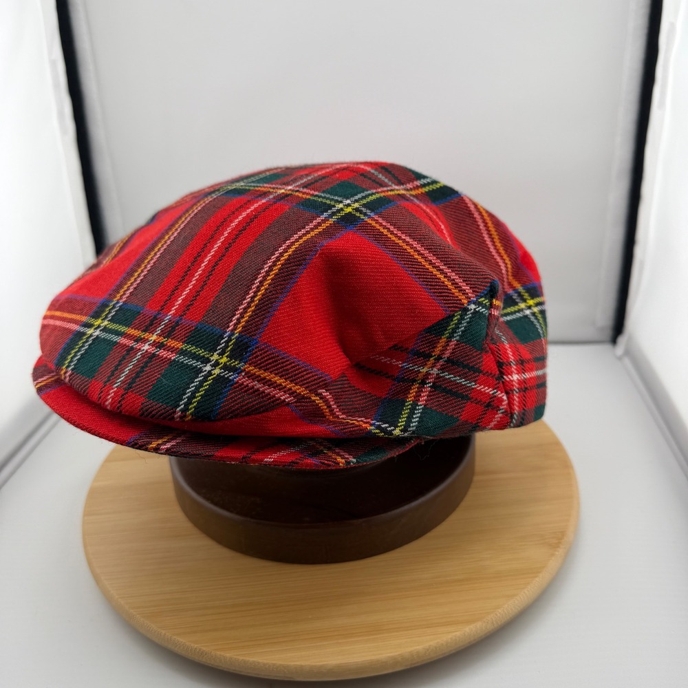 Hanna Hats of Donegal Red Plaid Wool Flat Cap Made in Ireland Royal Stewart L